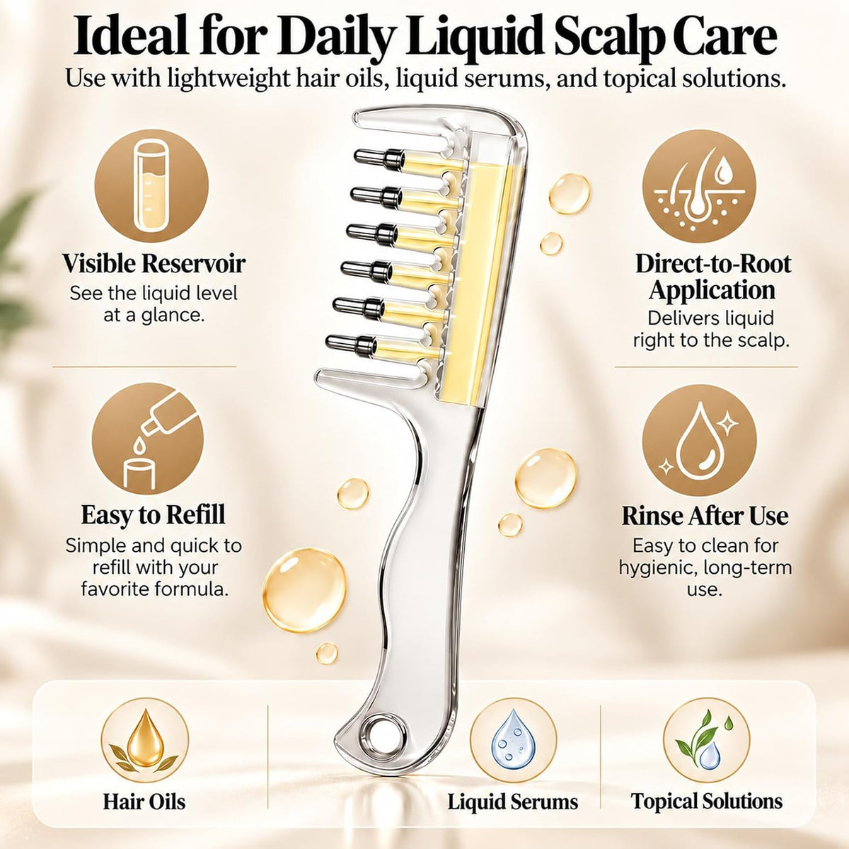 Scalp Hair Oil Applicator Comb, Hair Serum Applicator